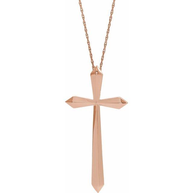 14k white gold elongated cross necklace