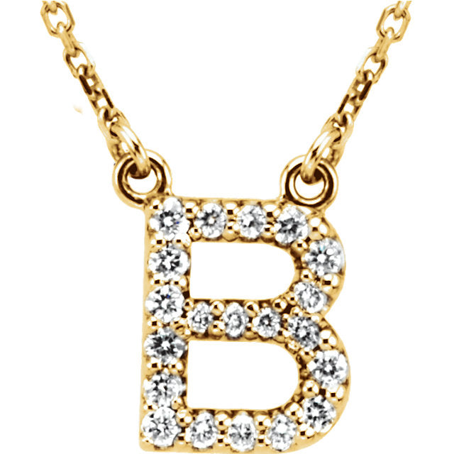 Yellow Gold Letter B necklace