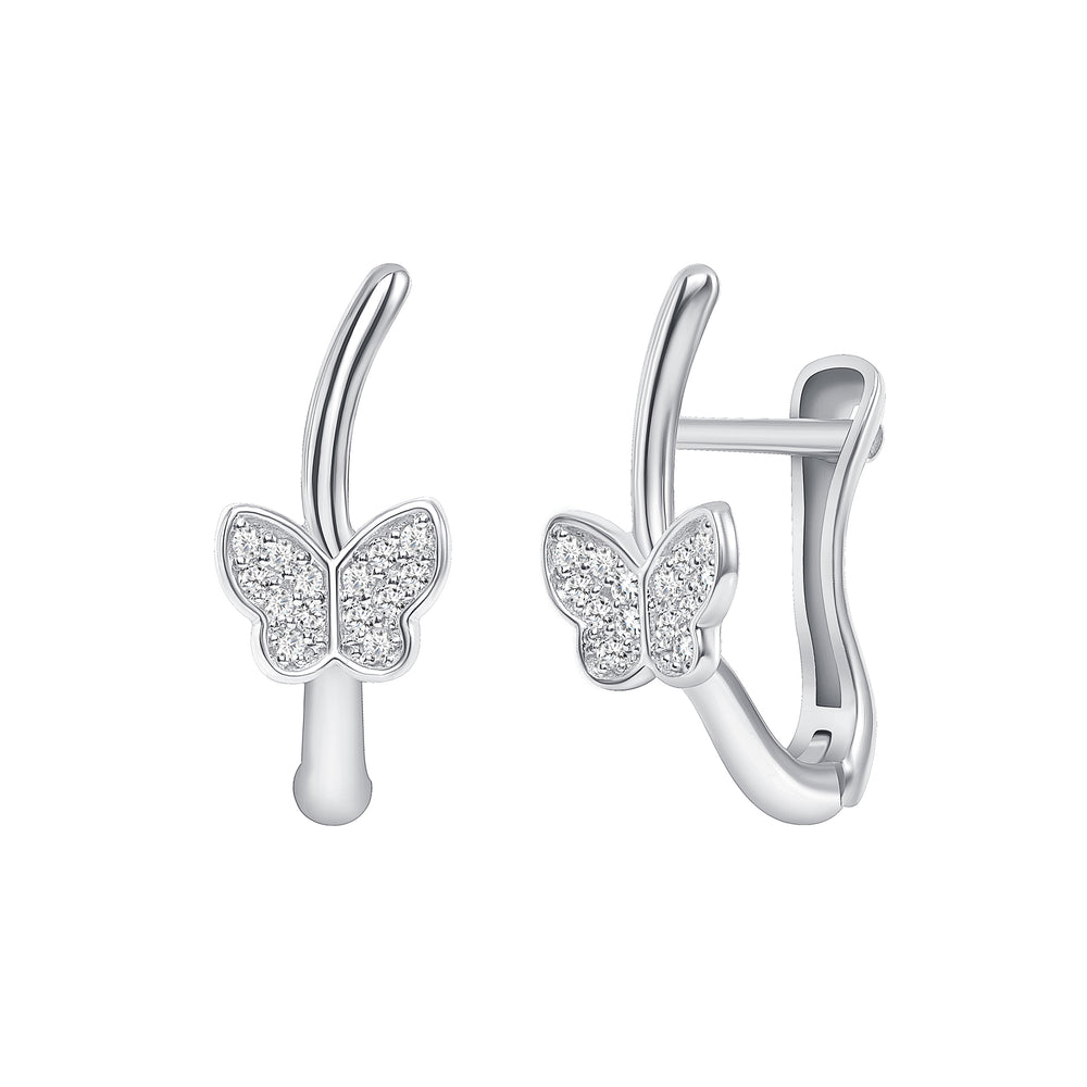 white gold diamond butterfly earrings
