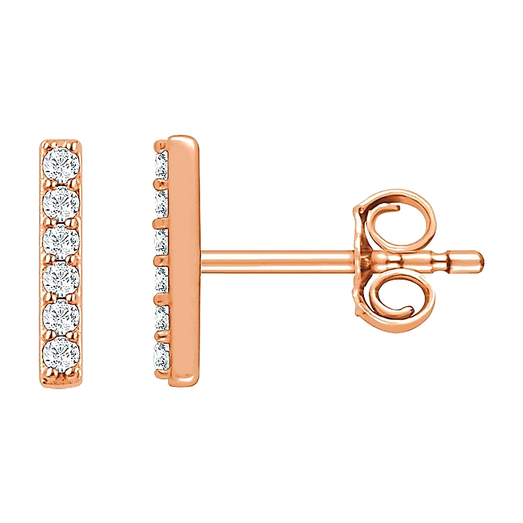 Rose Gold Diamond Bar Earring