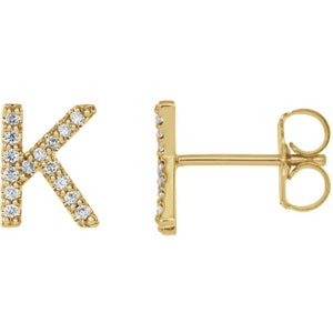 Yellow Gold Letter K Earrings