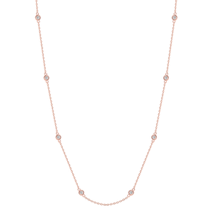 Bezel Train Diamond Necklace Rose Gold