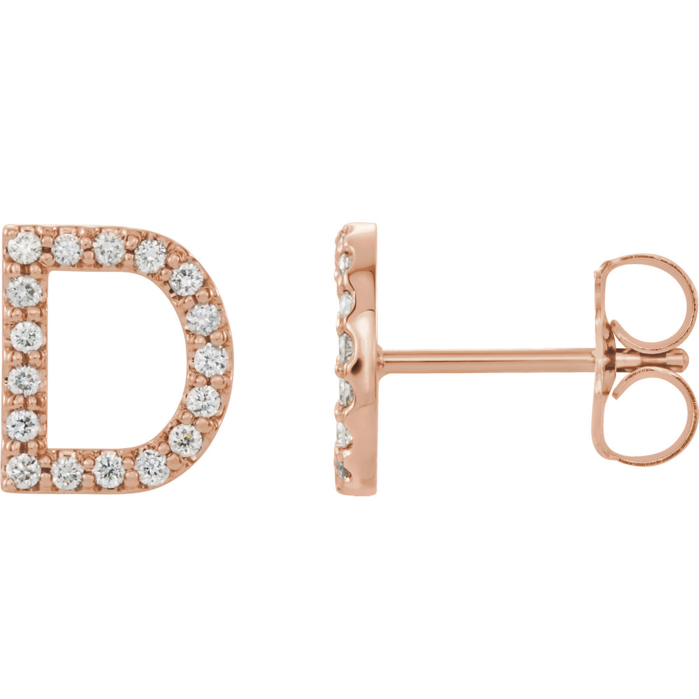Rose Gold Letter D Earrings