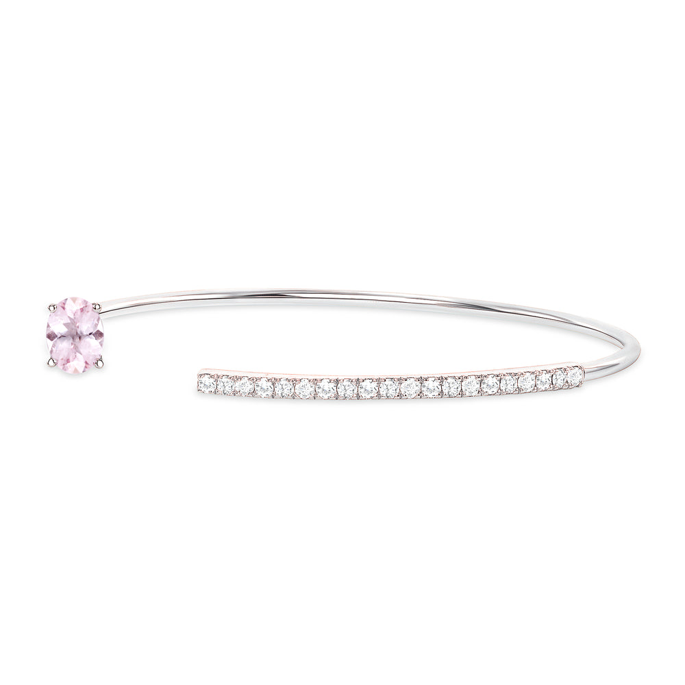 white gold pink sapphire and diamond bangle cuff