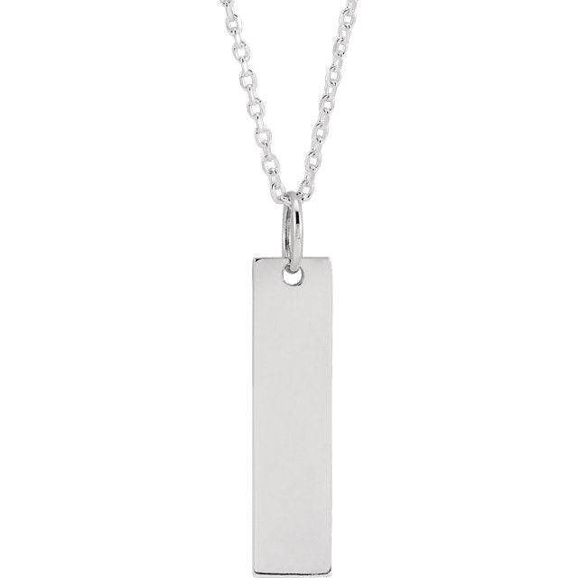 Personalized Vertical Bar Necklace White Gold