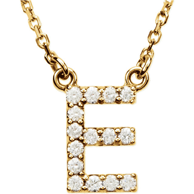 yellow gold letter e necklace