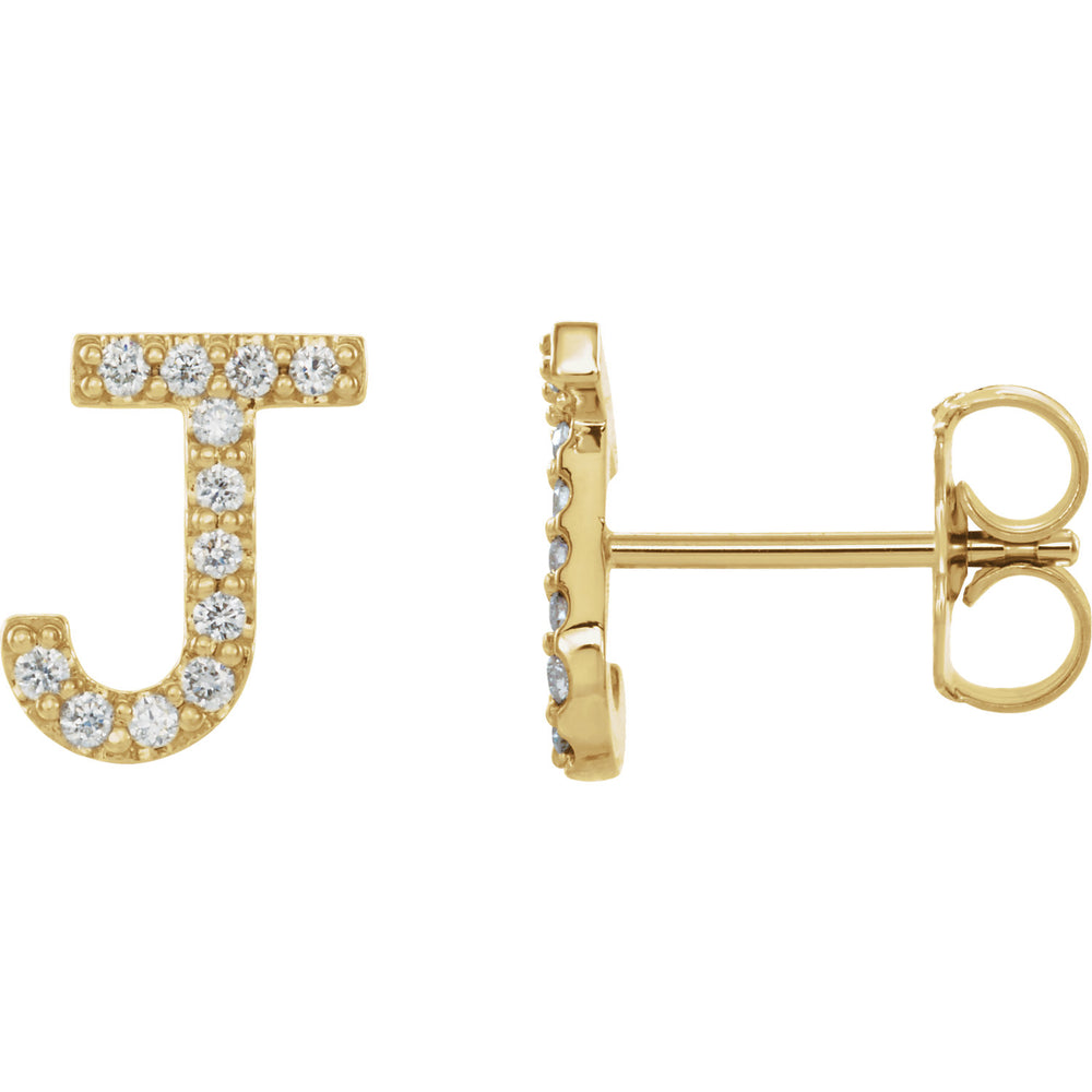 Yellow Gold Letter J Earrings