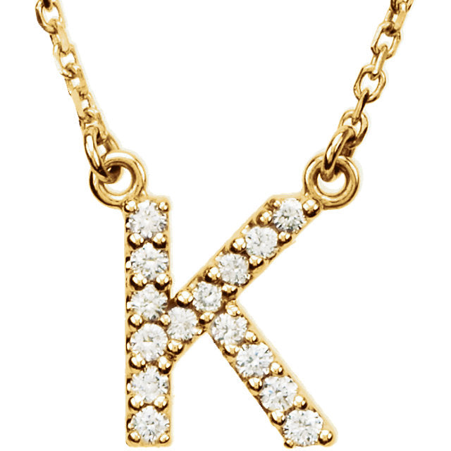 yellow gold letter k necklace