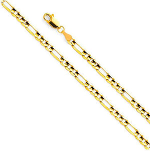 14K Yellow Gold Solid Figaro Chain 4mm
