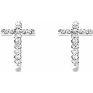 Cross Diamond Huggie Hoop Earrings