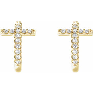 Cross Diamond Huggie Hoop Earrings