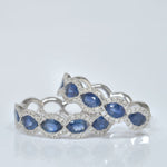 Eternal Natural Blue Sapphire Diamond Hoop Earrings