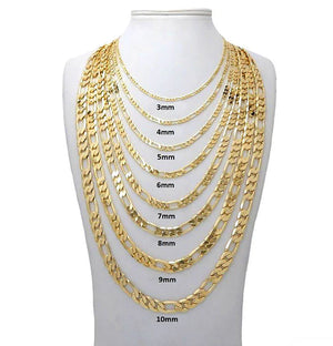 14K Solid Gold Figaro Chain 11mm