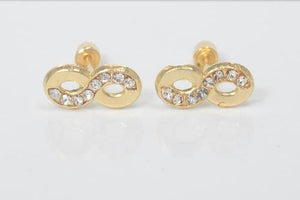 14K Solid Yellow Gold Infinity Stud Earrings