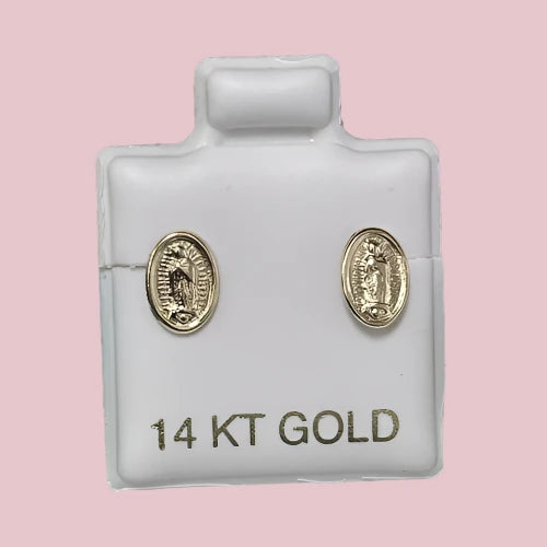 Guadalupe Stud Earring 14K Solid Yellow Gold With Safety Backing