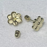 Flower 14K Solid Yellow Gold Stud Earrings Safety backing