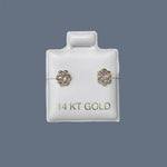 Small Flower Stud Earrings 14K Solid Yellow Gold With Safety Backing