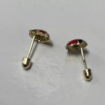 Red Ladybug Stud Earrings 14K Solid Yellow Gold With Safety Backing