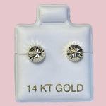 14K Solid Yellow Gold Diamond Cut Ball Stud Earrings With Safety Backing