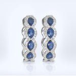 Eternal Natural Blue Sapphire Diamond Hoop Earrings