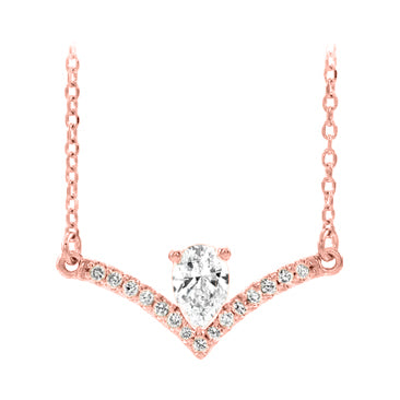 14k rose gold pear diamond necklace