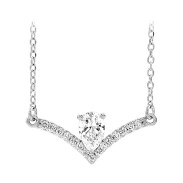 14k white gold pear diamond necklace