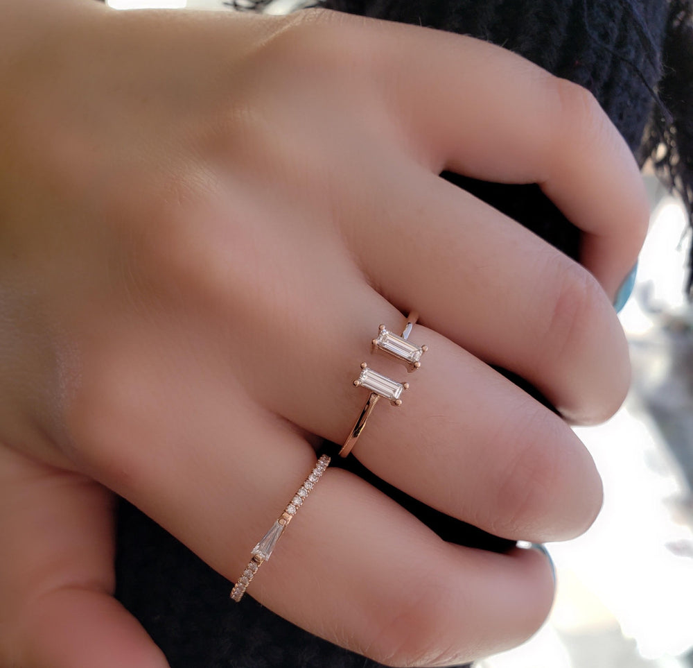 Yellow Gold Baguette Stack able Diamond Ring