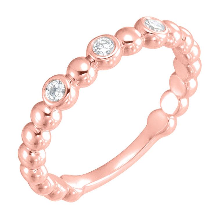 14k rose gold beaded bezel diamond ring