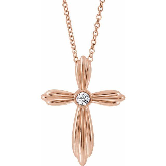 14k rose bezel diamond cross necklace