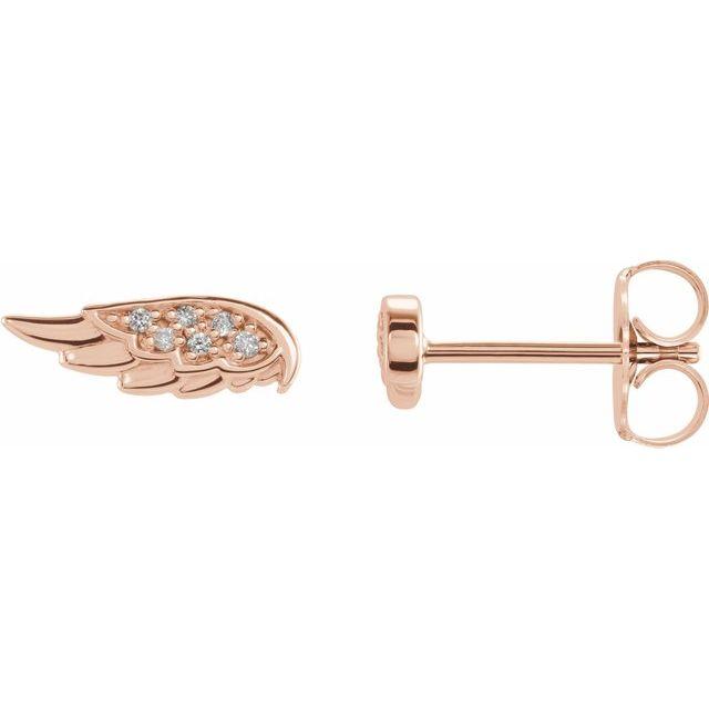 14k rose gold angel wing diamond earrings