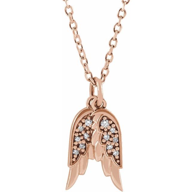 14k rose angel wings necklace