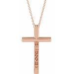 14k white gold blessed cross pendant necklace