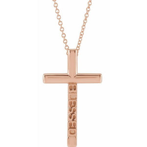 14k rose gold blessed cross pendant necklace