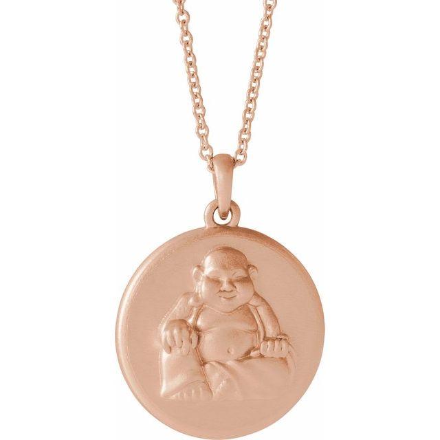 14k rose gold buddha pendant necklace