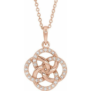 14k rose gold Celtic diamond necklace
