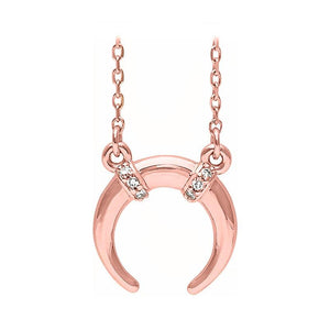 14K Rose Gold Crescent Moon Diamond Necklace