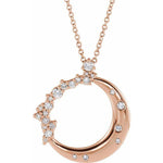 14k white crescent moon diamond pendant necklace