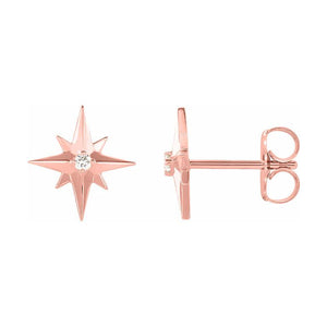 rose gold star diamond earrings