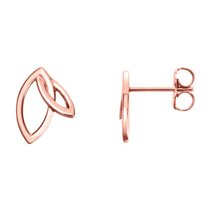 14k rose gold double leaf earrings