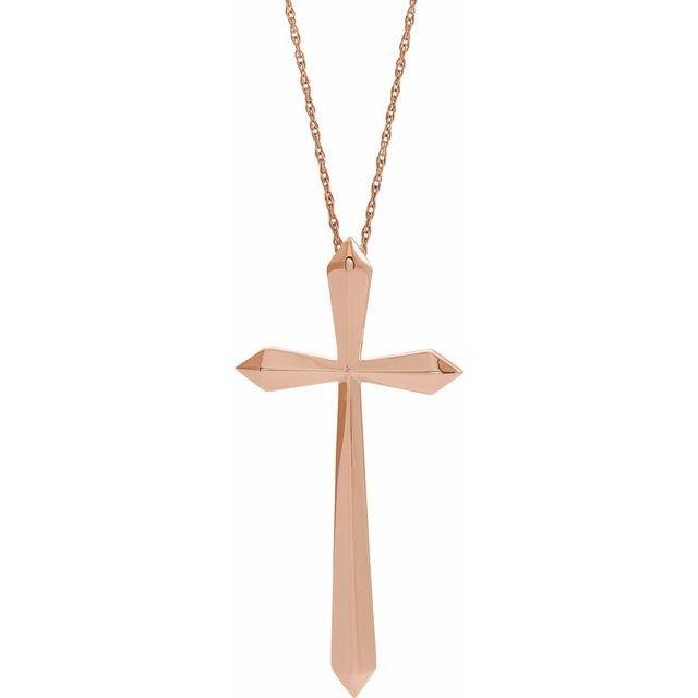14k rose gold elongated cross necklace