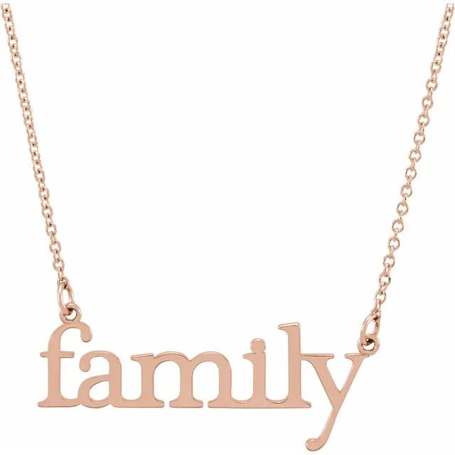 14k rose gold family necklace
