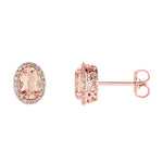 morganite and diamond halo stud earrings