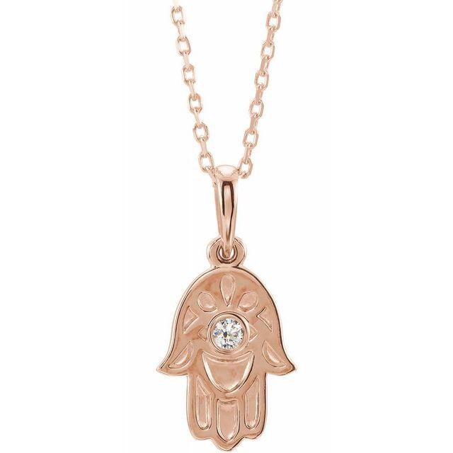 14k rose gold hamsa diamond necklace