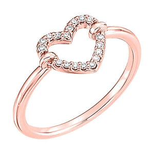14k rose diamond heart ring