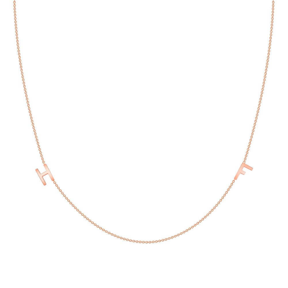 14k white gold dainty initial necklace
