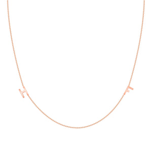 14k rose gold dainty initial necklace