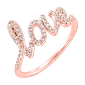 14k rose gold script love ring