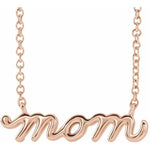 14k white gold mom pendant necklace