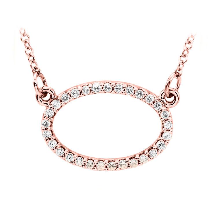 14k rose gold oval diamond pendant