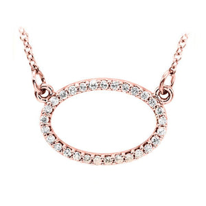14k rose gold oval diamond pendant